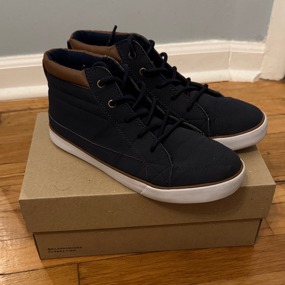 Kid’s Navy and Brown Sneakers